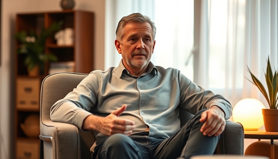 Middle-aged man discussing Bitcoin as Digital Gold in a cozy setting.