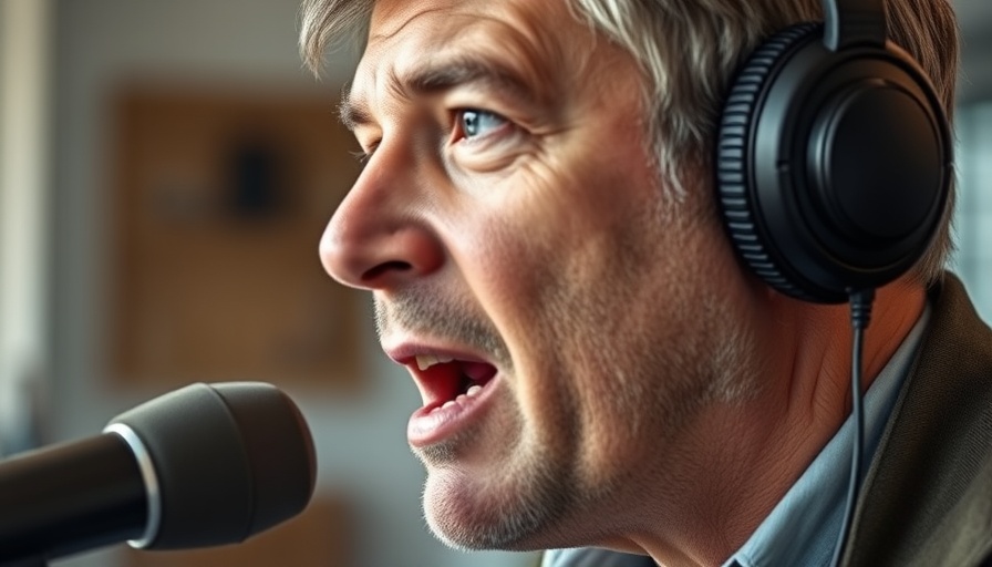 Middle-aged man wearing headphones discussing the future of work AI.