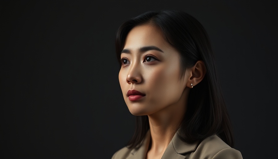 Portrait of a professional Asian woman contemplating China's Economic Landscape.