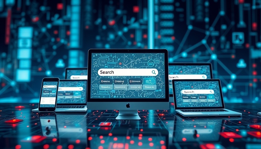 Abstract concept of multimodal search with devices and network.