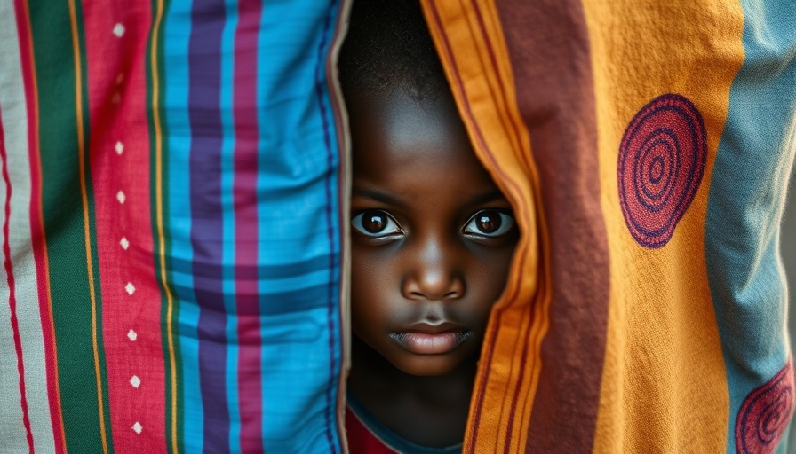 Child peeking through fabric, highlighting post-migration challenges refugees face.