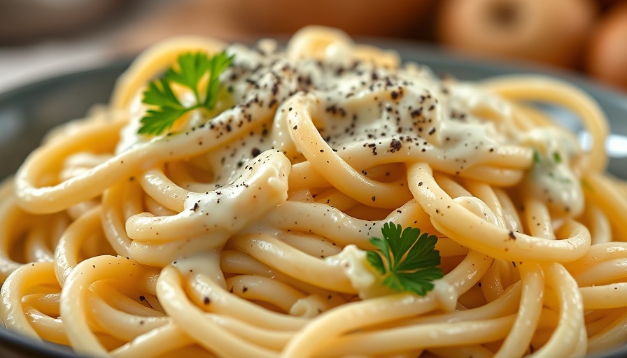 Creamy Cottage Cheese Alfredo pasta with parsley garnish.