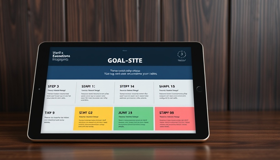 Educational infographic on goal setting displayed on a tablet, highlighting the importance of goal setting.