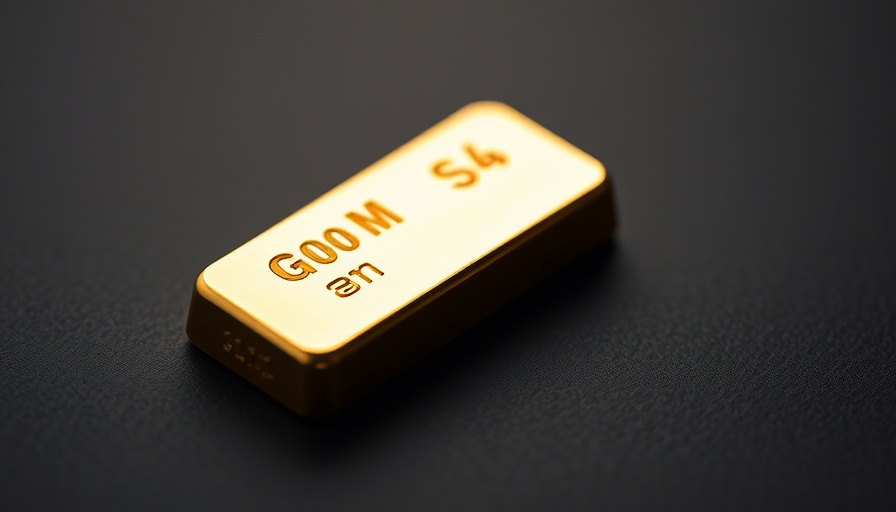 Close-up of a gold bar on a dark surface.
