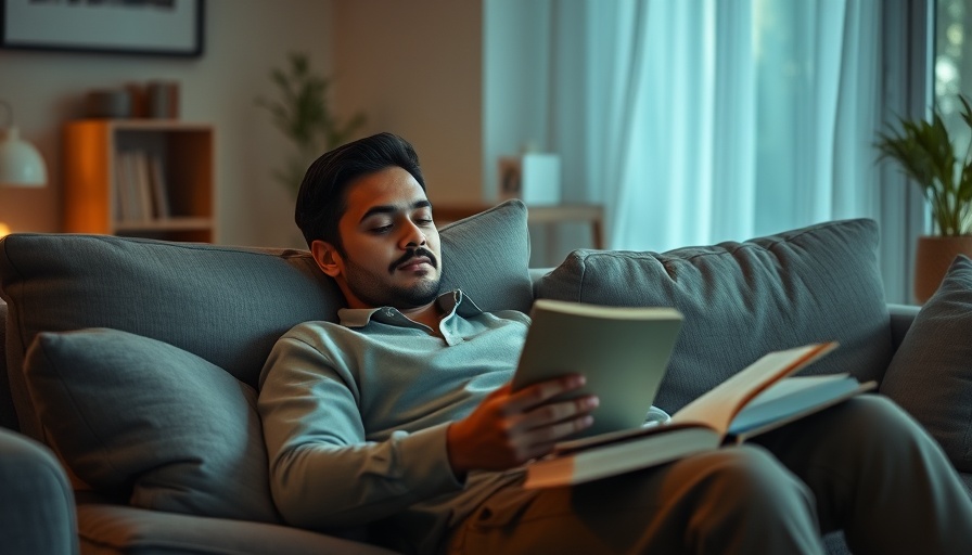 Relaxed person recovering from a colonoscopy, reading a book.