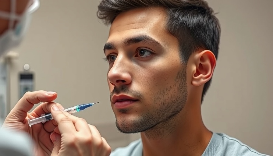 Young man receiving HPV vaccination by healthcare professional.