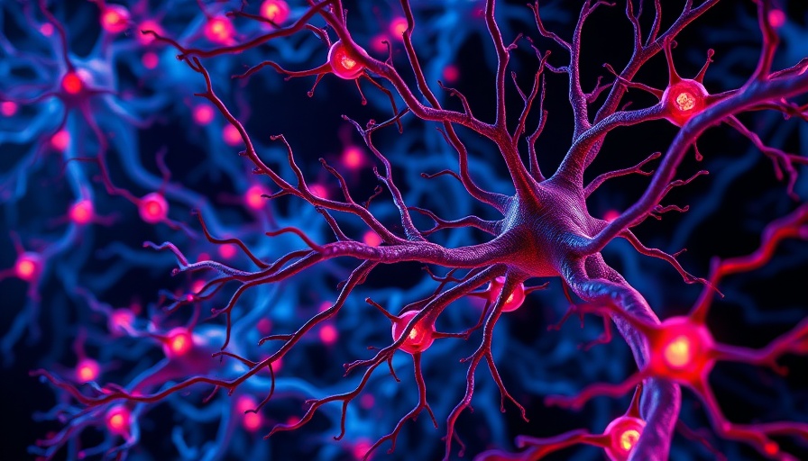 Complex network of brain neurons controlling blood sugar in 3D illustration.