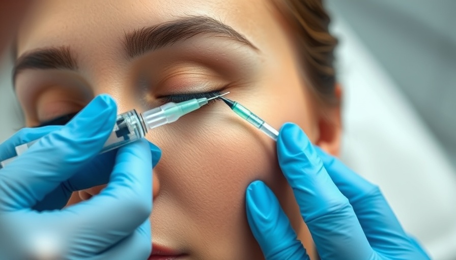 Woman receiving cosmetic injectable, serene, in a clinic setting.
