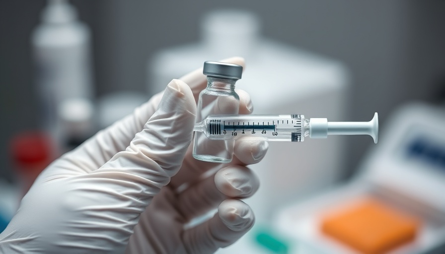 Close-up of flu shot preparation with syringe and vial