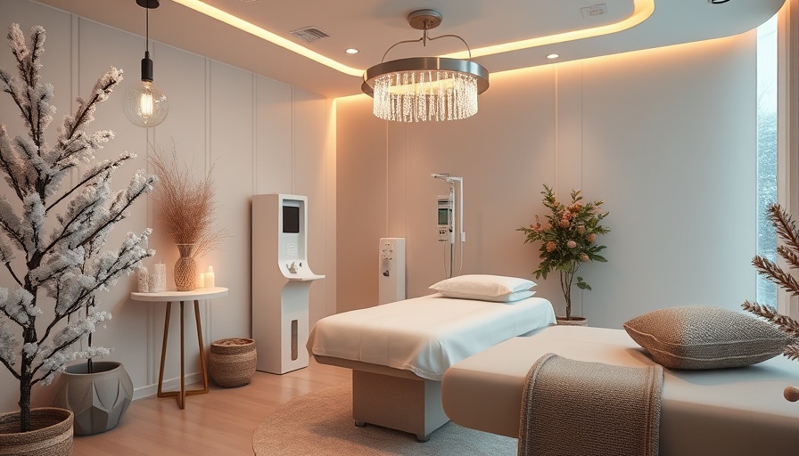 IV therapy station in winter-themed wellness clinic.