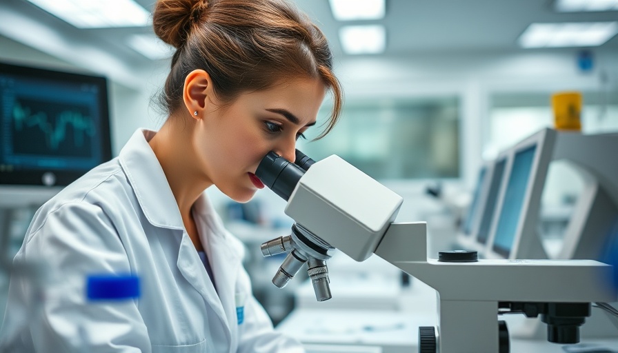 Focused female scientist in lab for skin cancer research.