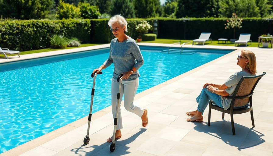 Wellness beyond mobility limits: Women enjoying a poolside moment.