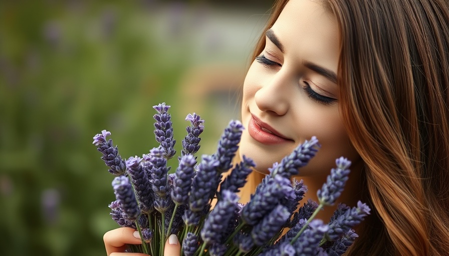 Young woman enjoying lavender to improve mental wellness.