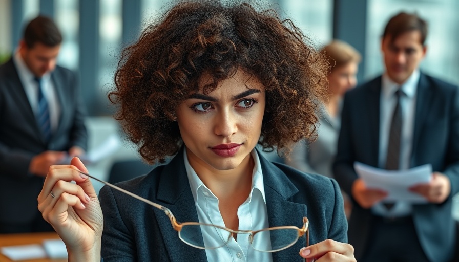Businesswoman showing panic and anxiety symptoms at work