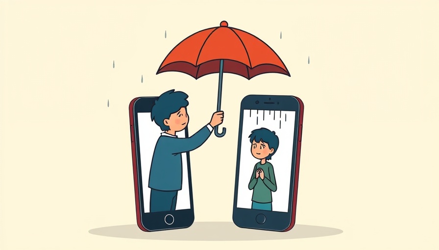 Support illustration for Suicide Prevention Awareness Month showing two phones.