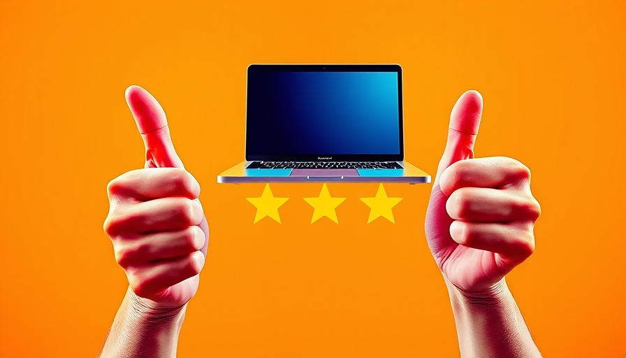 Colorful image of laptop and thumbs-up symbols representing review signals.