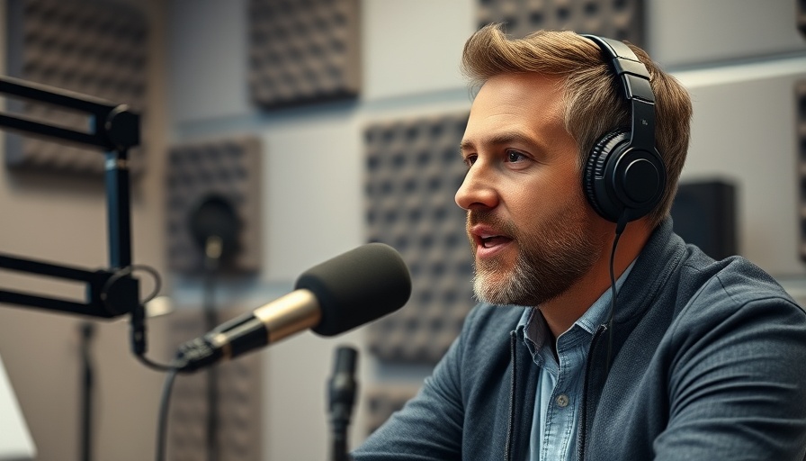 Man in podcast studio discussing build or buy AI.