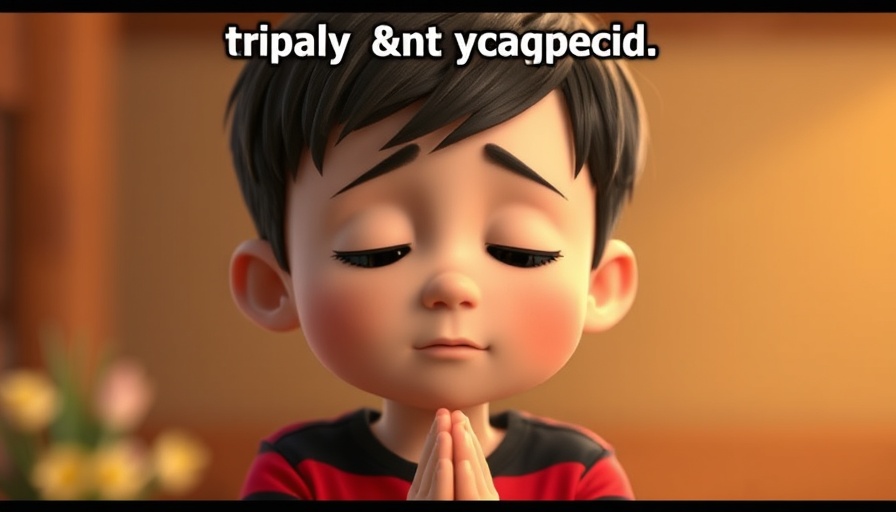 Animated boy praying, encouragement in SDA faith community.