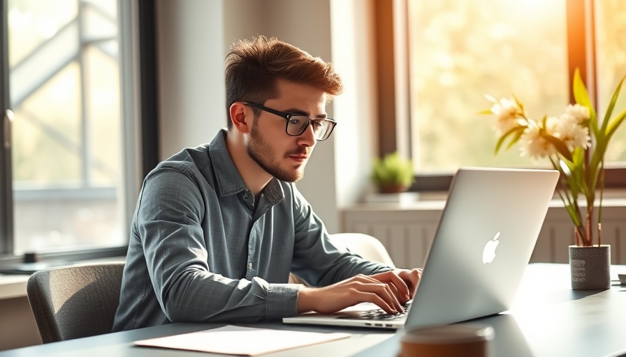 Young professional using ChatGPT in a modern office.