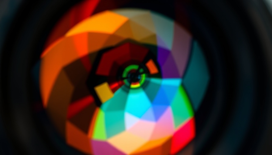 Abstract lens reflection with vibrant colors symbolizing delusional beliefs themes.