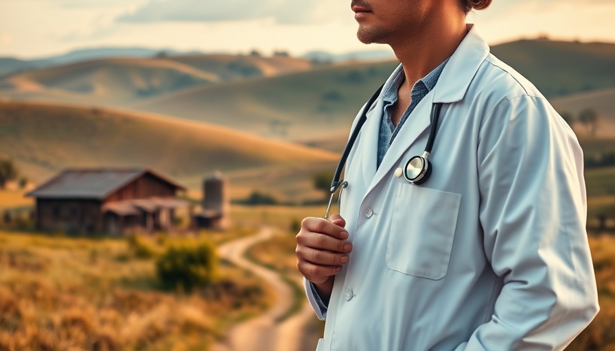 Rural setting and doctor symbolize surge in uninsured individuals.