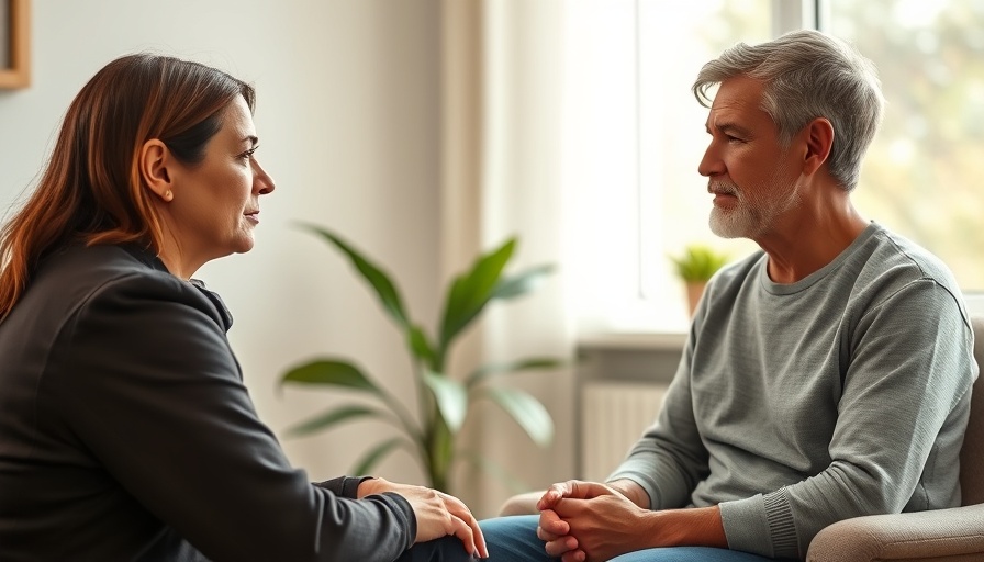 Therapist and patient in session discussing perinatal depression.