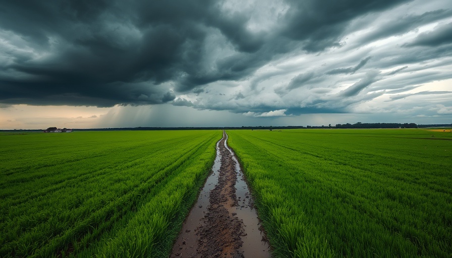 Ominous sky over muddy path symbolizing prodromal phase of severe mental illness.
