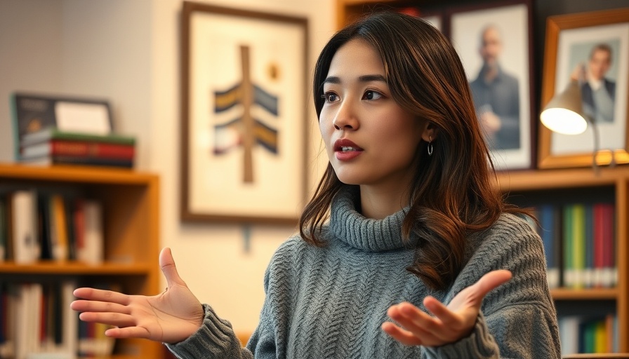 Young woman shares gratitude body scan insights in a cozy setting.