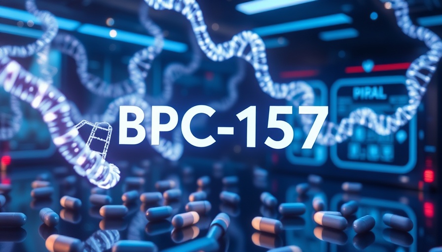 Futuristic display of BPC-157 dosage guide with DNA strand.