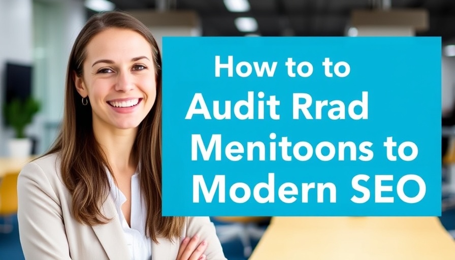 Audit Brand Mentions for Modern SEO banner with text and photo.