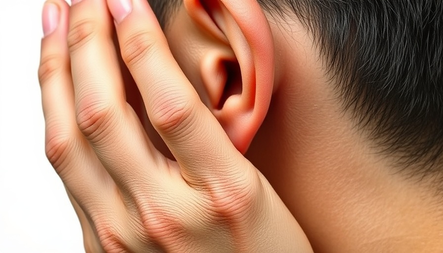 Person using auditory cues by cupping hand behind ear.