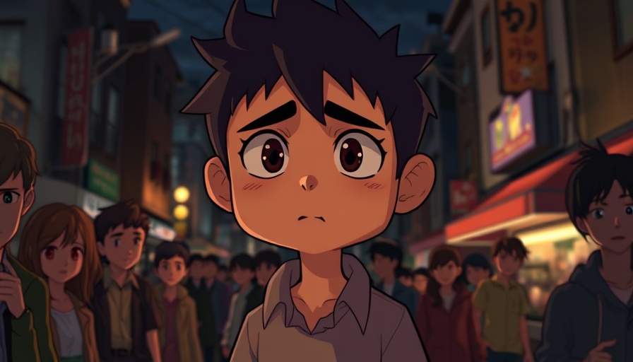 Animated scene of Peter's denial of Jesus with a worried expression.