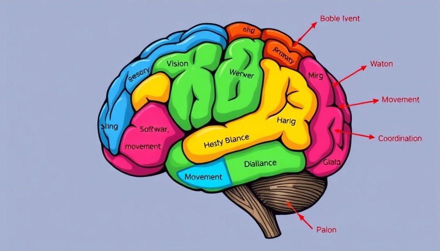 Educational diagram of brain lobes, illustrating functions.