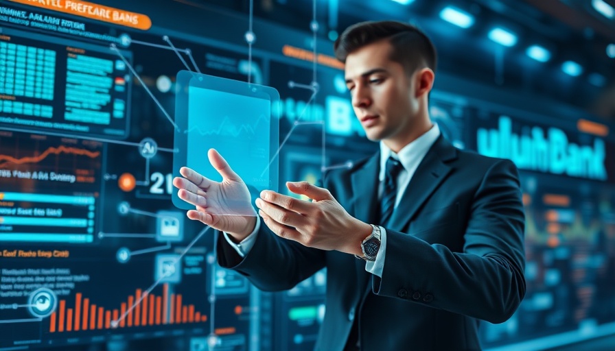 Responsible AI in banking highlighted with futuristic digital coverage.