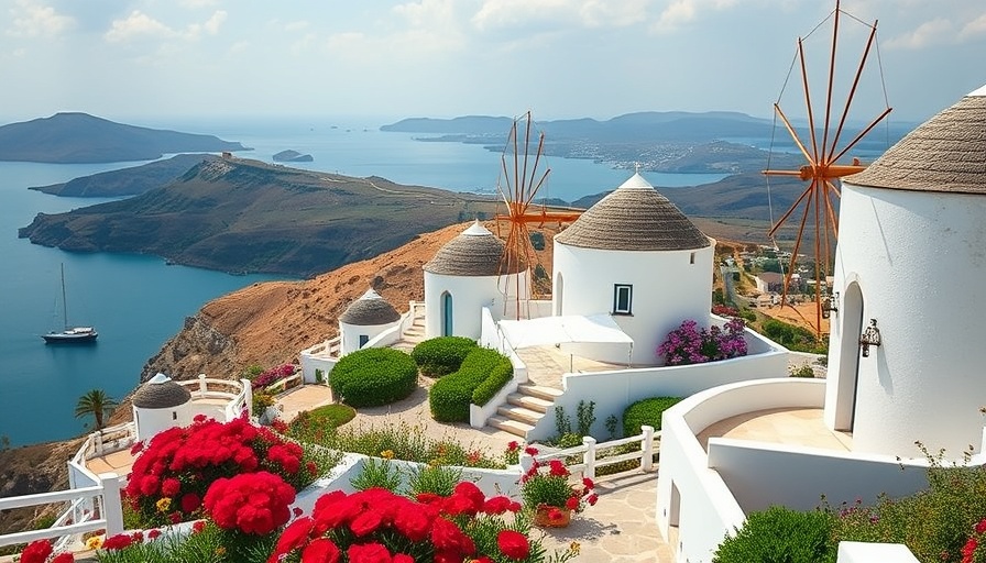 Sustainable vacation in a scenic windmill, Santorini.