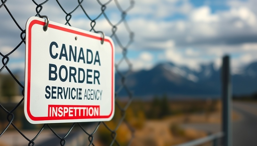 Canada Border Services Agency sign at Canada U.S. border.