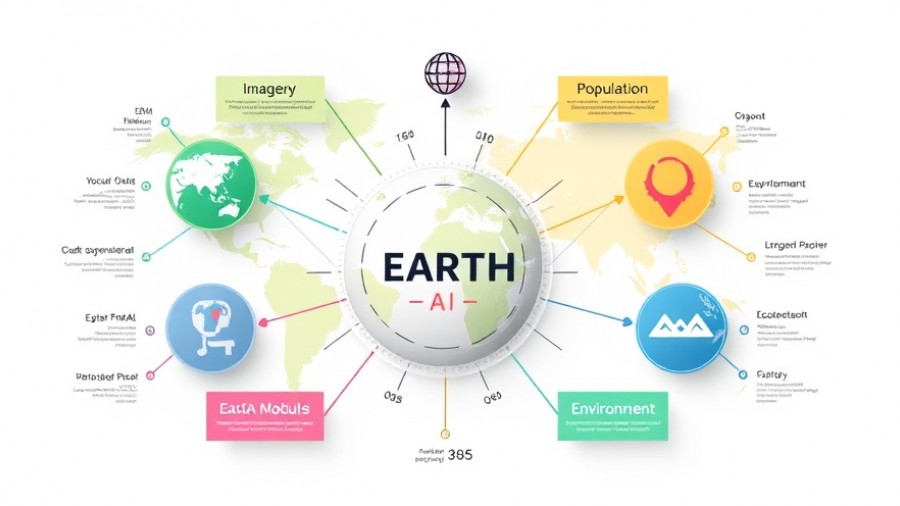 Infographic of Earth AI's geospatial data and tools integration.
