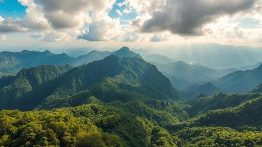 Expansive view of Hoang Lien National Park's lush green mountains.