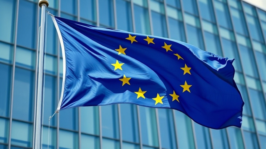 EU flag symbolizing Europe tourism sector growth in front of building