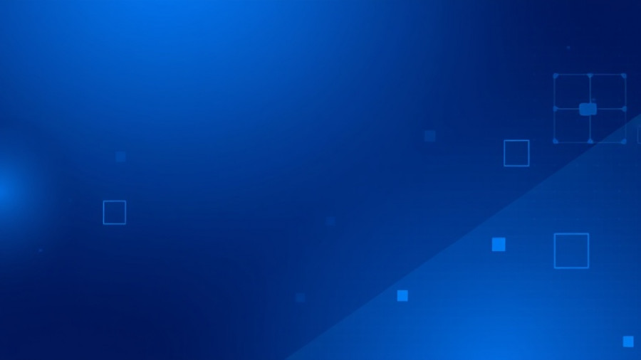 Abstract digital blue background with subtle grid and square patterns, representing AI in podcasting.