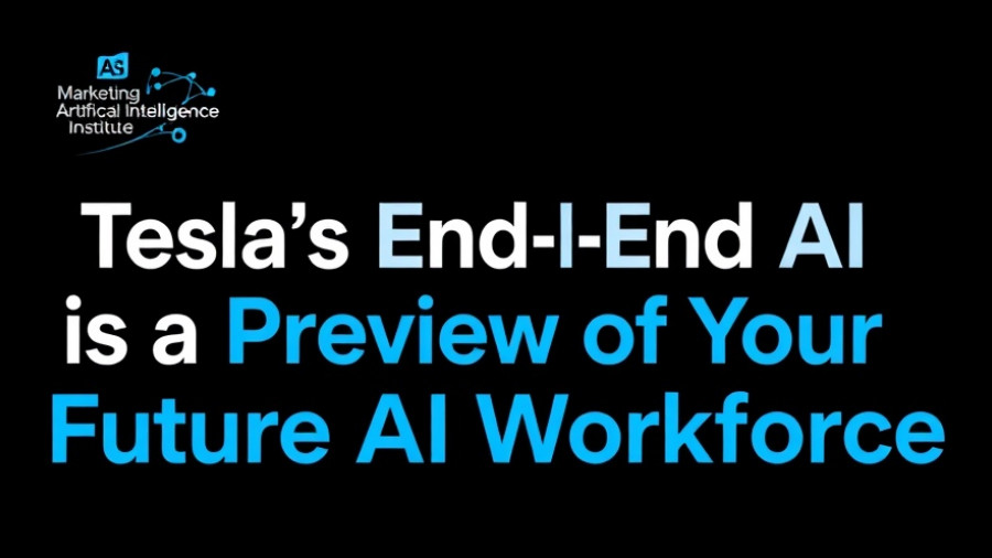 Tesla End-to-End AI Workforce preview message in bold typography