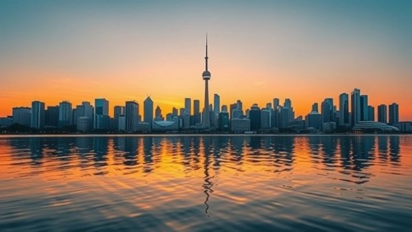 Peaceful Toronto skyline reflecting image for relaxing activities.