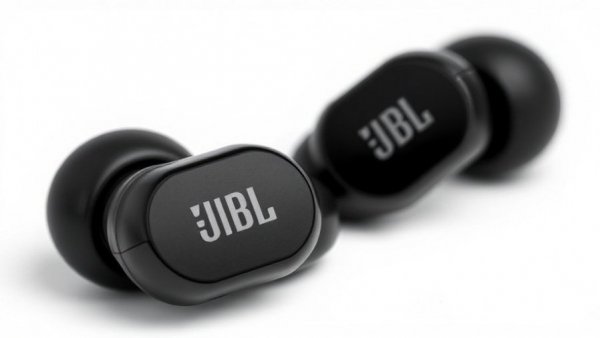 Minimalist black earbuds with text highlighting audio's importance for podcasts.