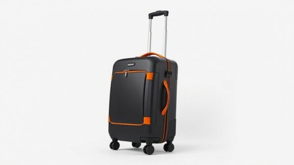 Eco-friendly travel bag with orange accents, sleek and modern design.