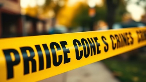 Yellow police tape with black text, top true-crime podcasts 2025.