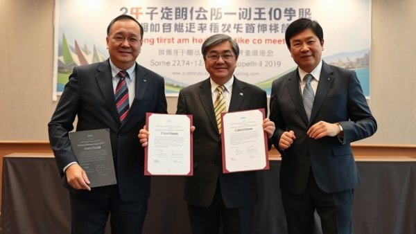 Officials holding agreements at Southeast Asia tourism meeting