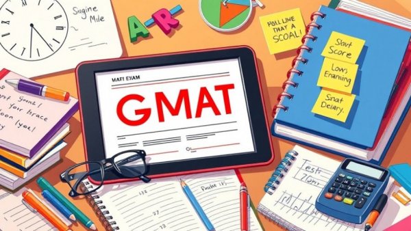 Illustrative GMAT prep materials with books and tablet for GMAT Prep Courses.