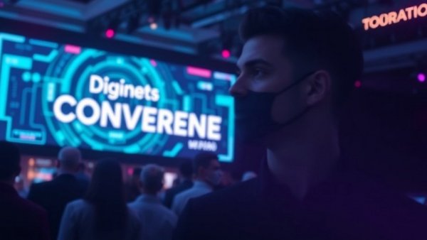 Futuristic digital banner about generative AI investments conference.