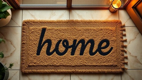 Cozy doormat at home signaling audio listening trends in America.