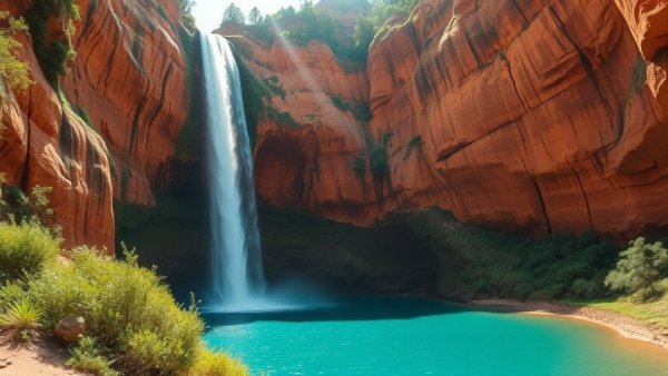 Waterfall in Arizona canyon, one of the best natural attractions.